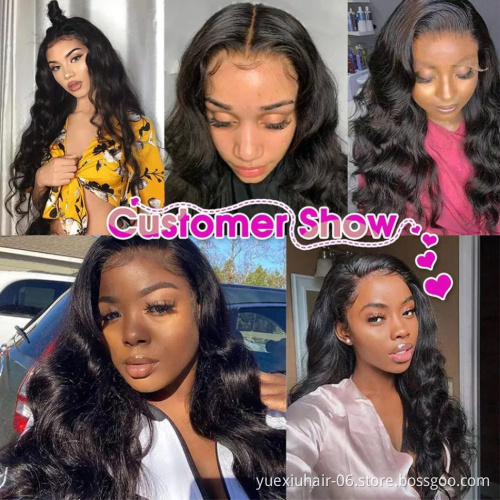 180% Body Wave Lace Closure Wig  Human Hair for Black Women Pre Plucked With Baby Hair Brazilian Transparent Lace Frontal Wig